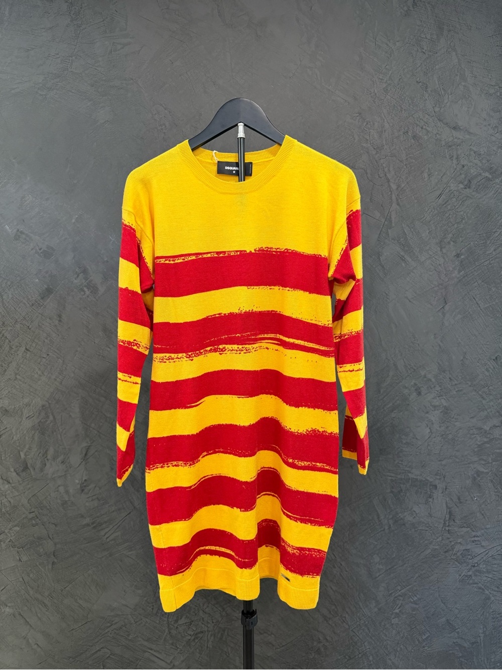 NWT DSQUARED2 Yellow and Red Striped Wool Knit Dress size M